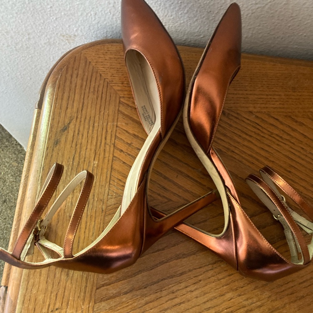 J. CREW Coppertone Metallic Heels With Dual Ankle Straps. Size 8. - Picture 7 of 9